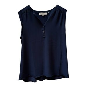 Loft Navy Sleeveless Loose Fit Flowy‎ Casual  Blouse Size XS
